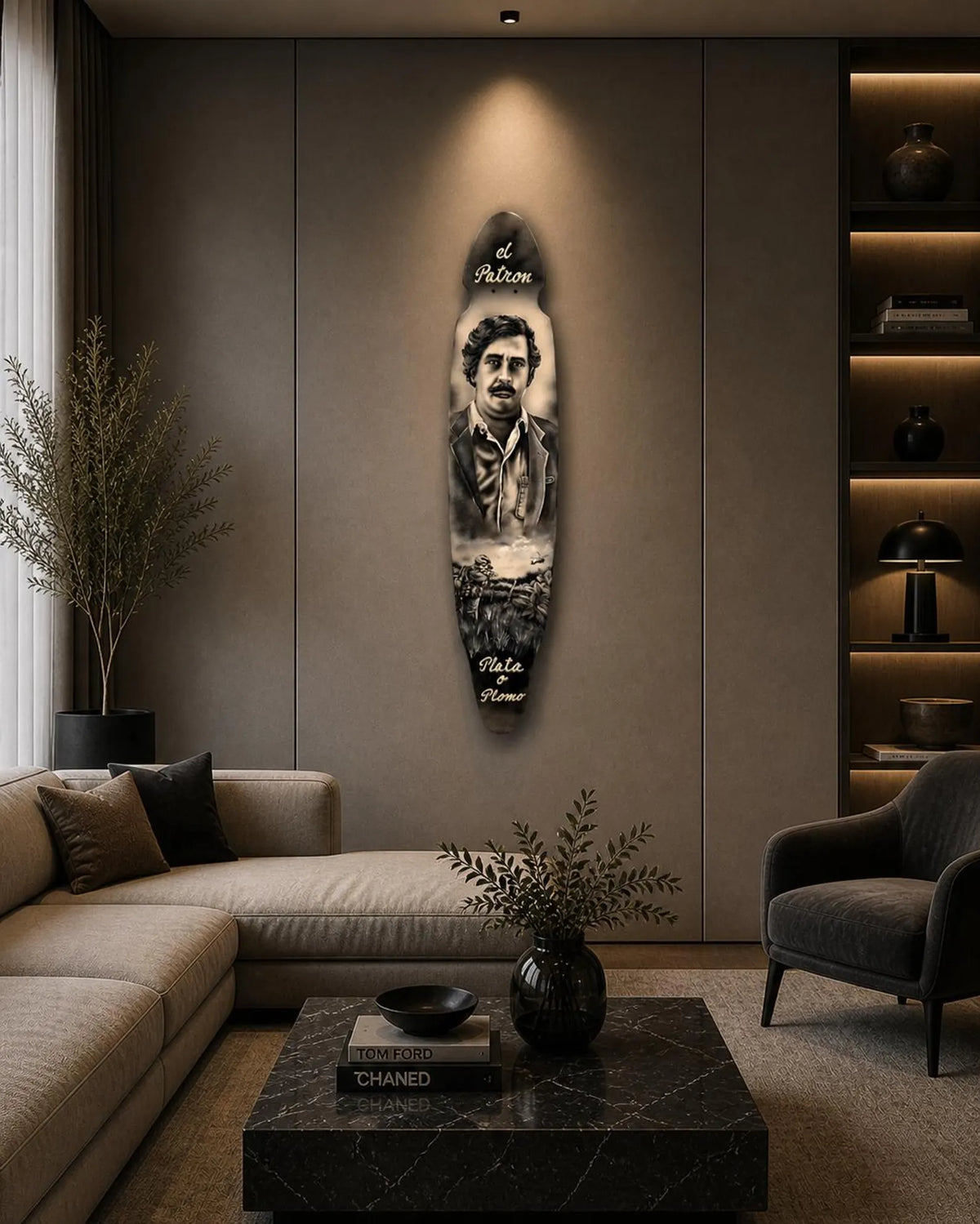 El Patrón – Pablo Escobar Skateboard Wall Art