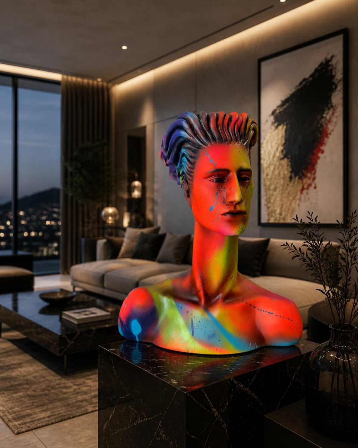 Neon Soul – Escultura de busto de arte pop contemporáneo