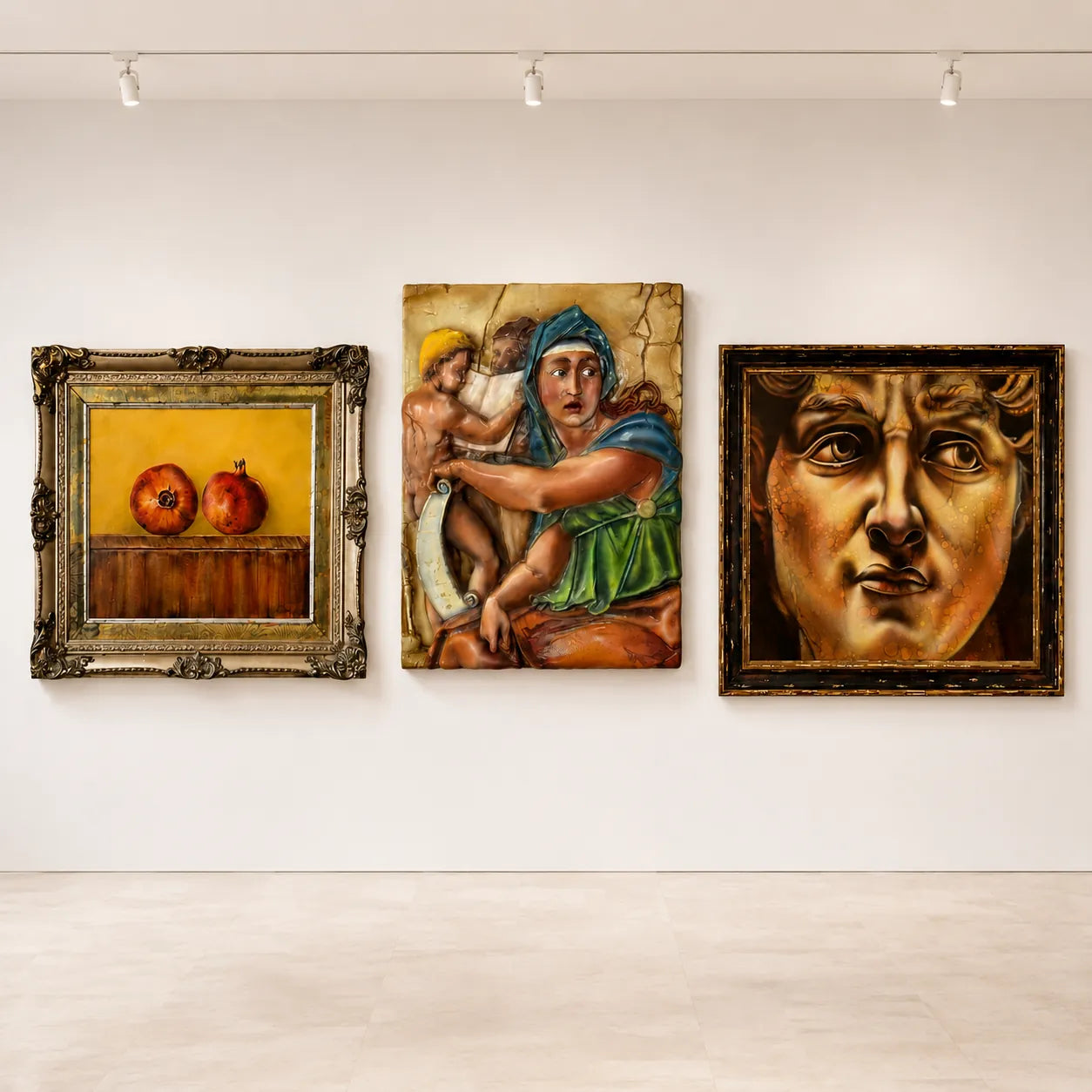 Obras de Rosales colgadas en sala