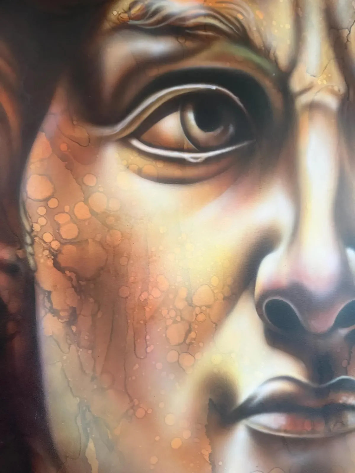 Detalle de pincelada sobre el lienzo